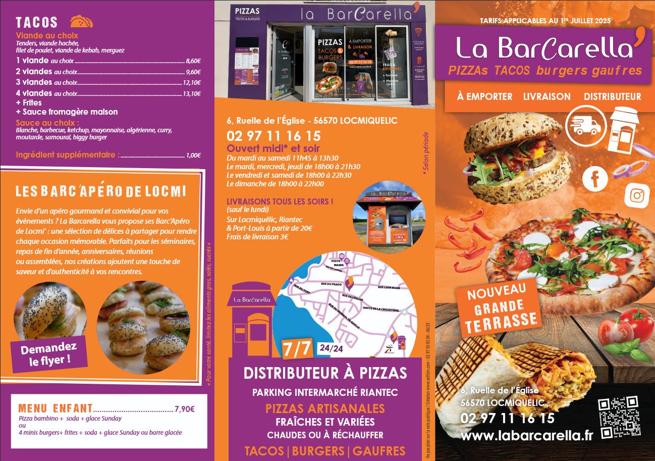 La Barcarella - Menu